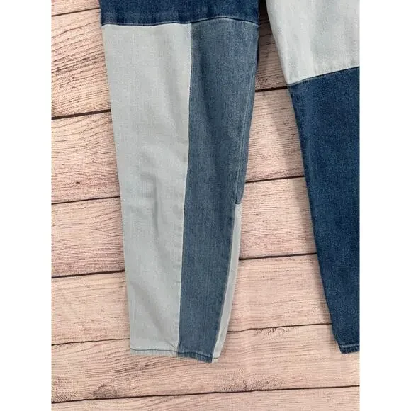 Hollister Patchwork Ultra High Rise Mom Jean Juniors 5R 27x27 Blue Medium Wash - Picture 5 of 8